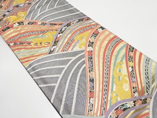 JAPANESE FUKURO OBI / WOVEN FLORAL PLANTS